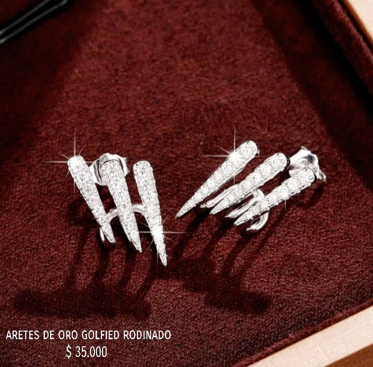 Aretes de oro golfield rodinado