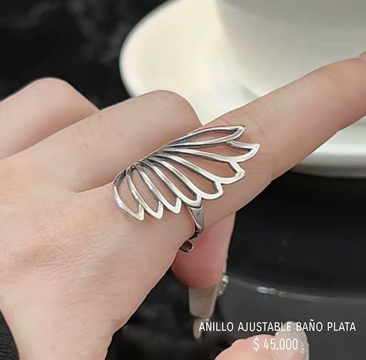 Anillo ajustable con baño plata