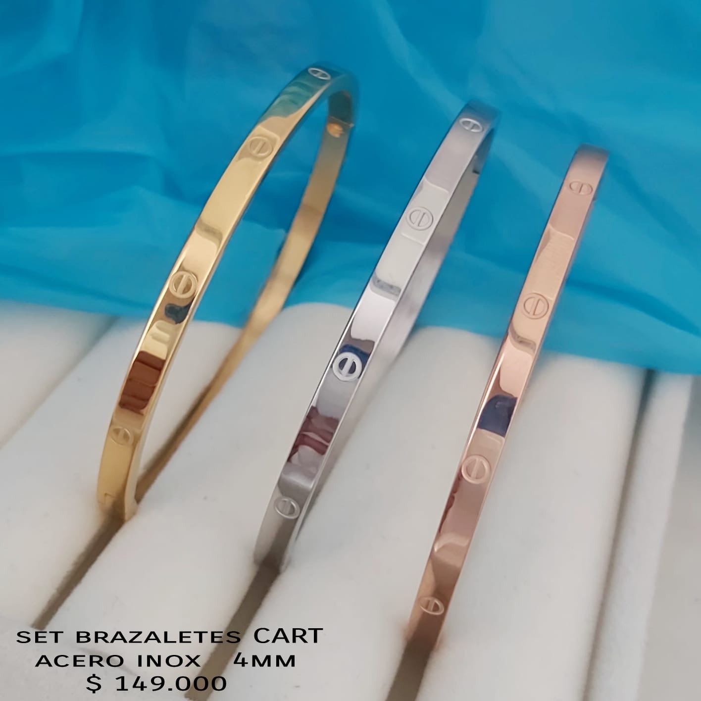 Set brazaletes CART 4mm acero inoxidable