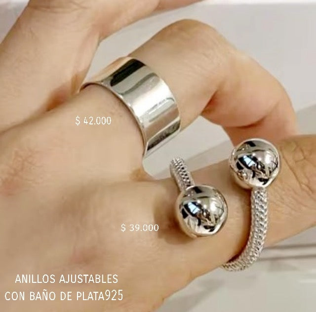 Anillo ajustable con baño plata925