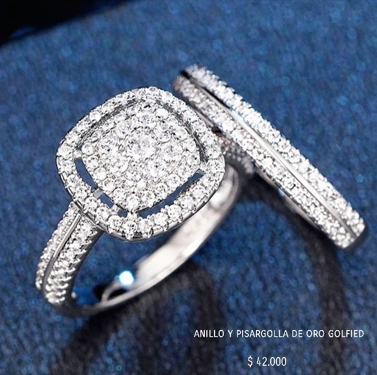 Anillo y pisargolla de oro golfied