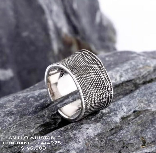 Anillo ajustable con baño plata925