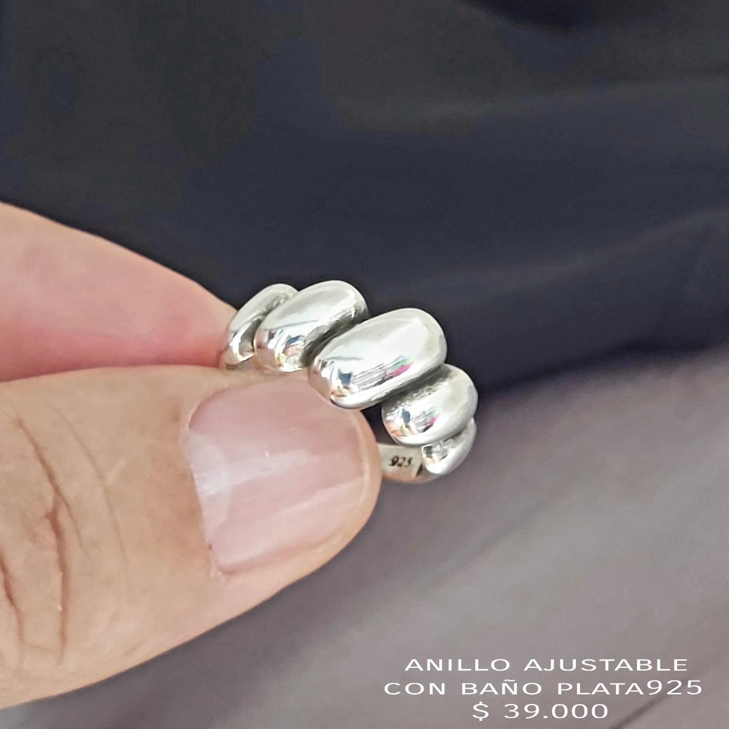 Anillo ajustable con baño de plata925