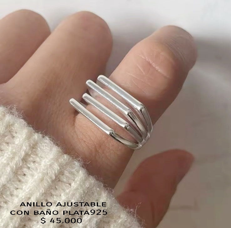 Anillo ajustable con baño plata925