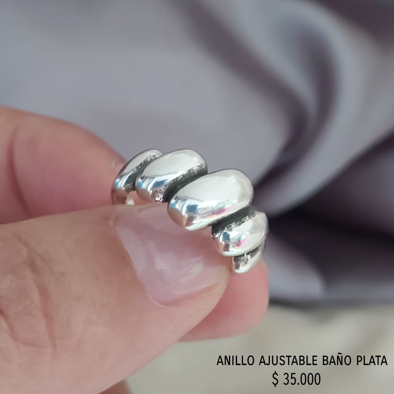Anillo ajustable con baño de plata925