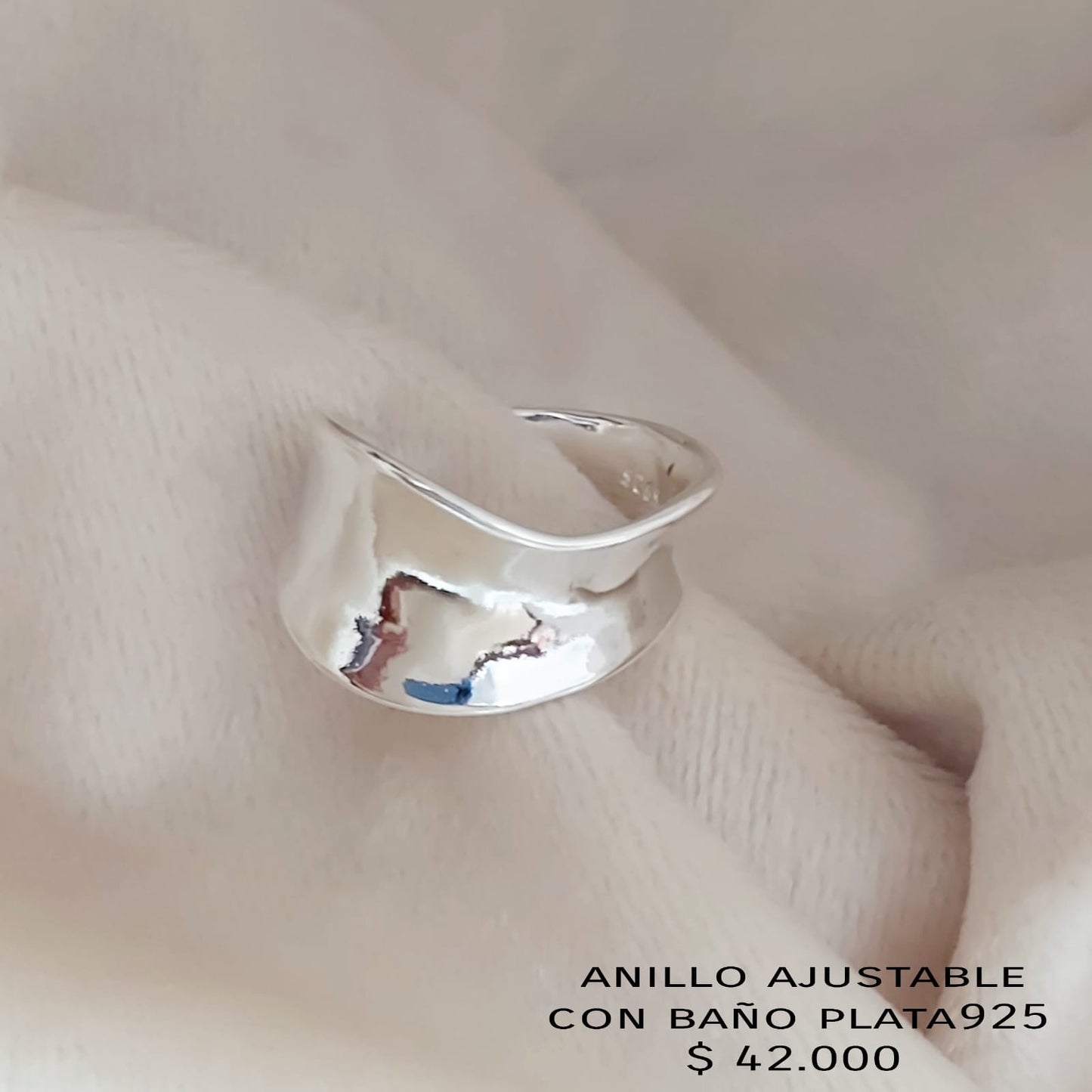 Anillo ajustable con baño plata925