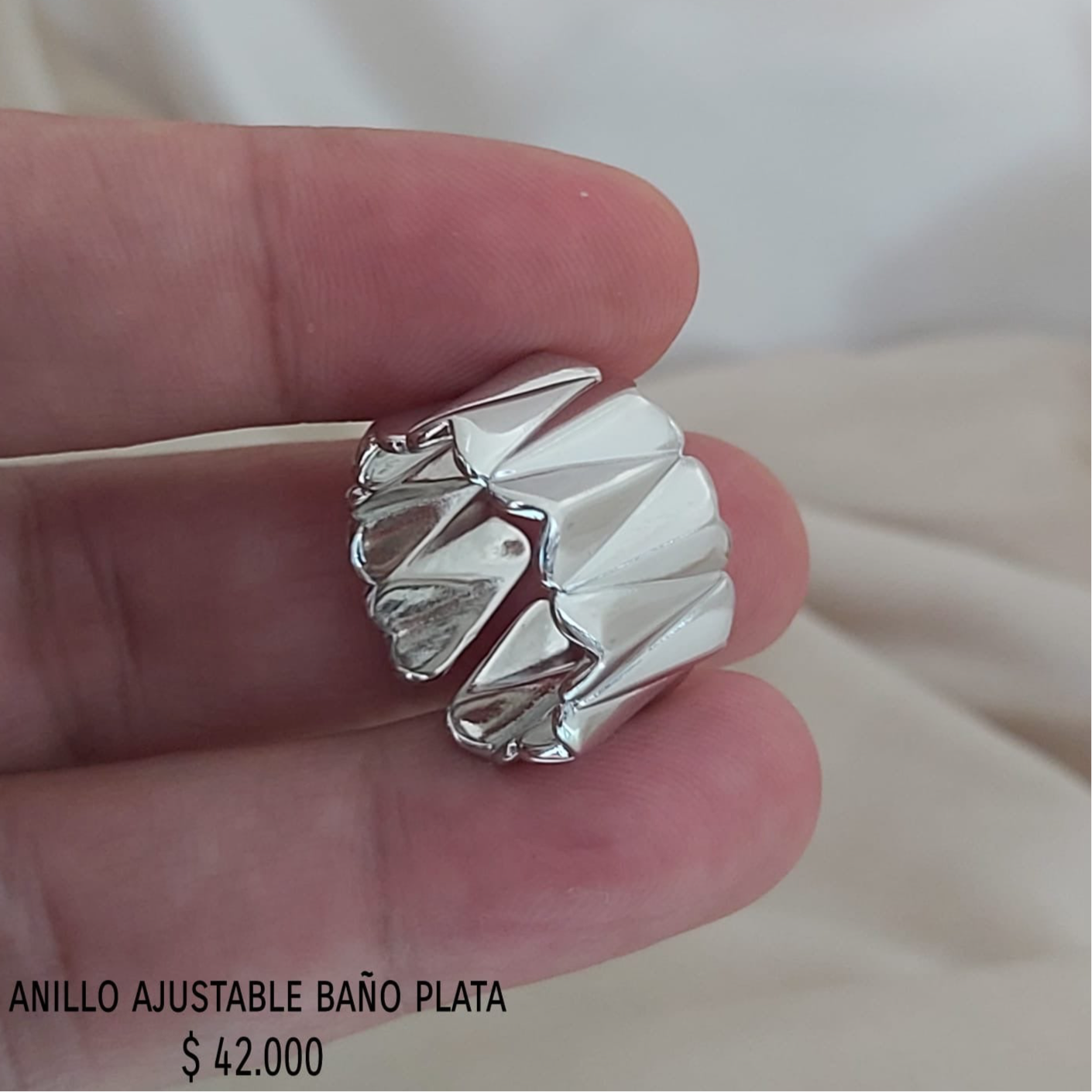 Anillo ajustable con baño plata925