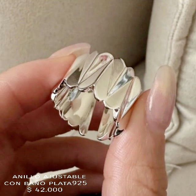 Anillo ajustable con baño plata925