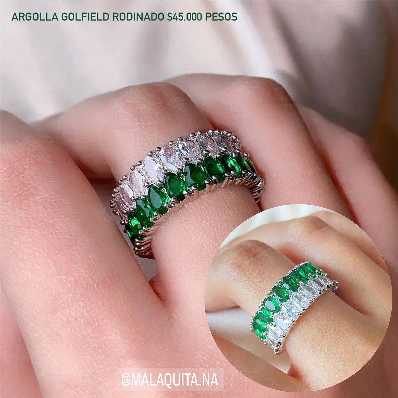 Anillo golfield rodinado con circónes