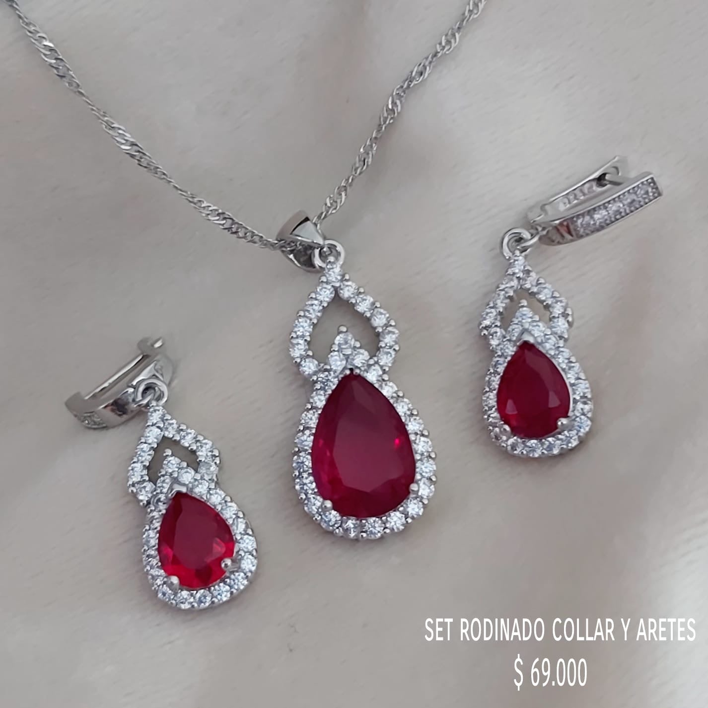 Set collar y aretes rodinados