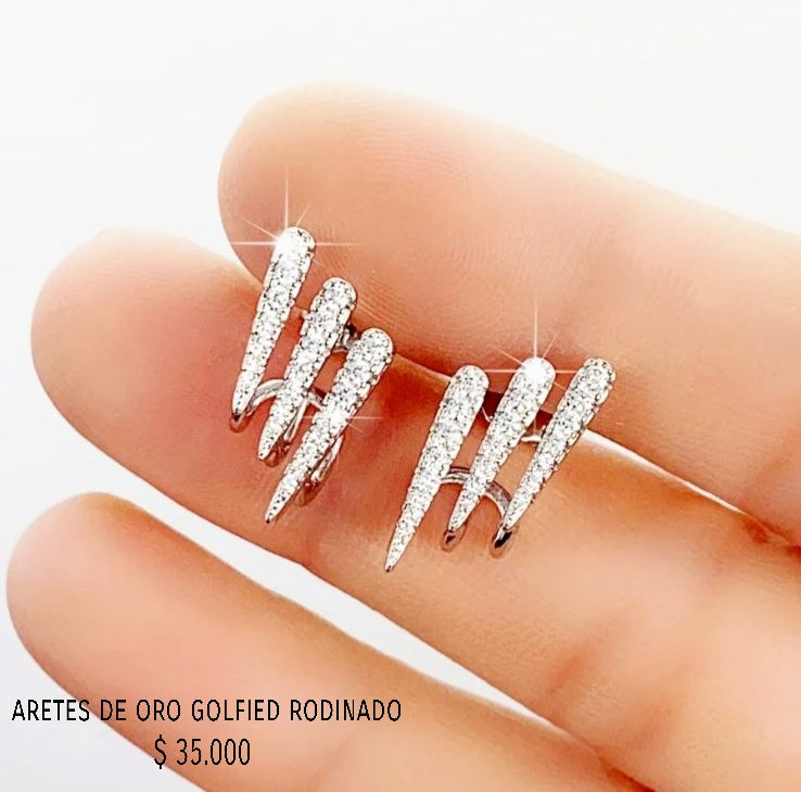 Aretes de oro golfield rodinado