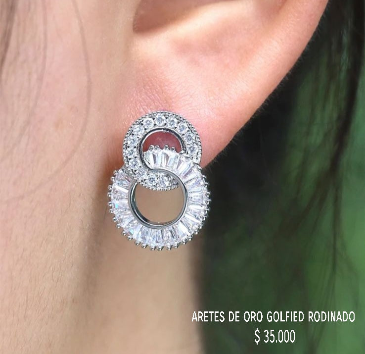 Aretes golfield rodinado con circónes