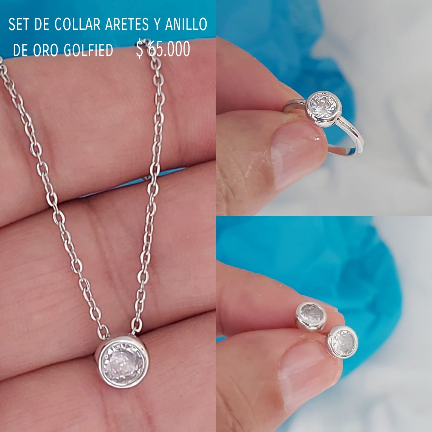 Set de collar anillo y aretes de oro golfield