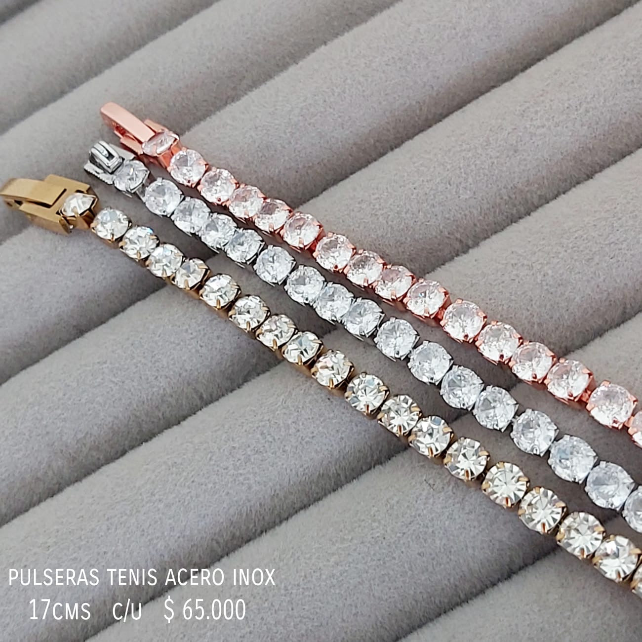 Pulsera tenis acero inox plateada