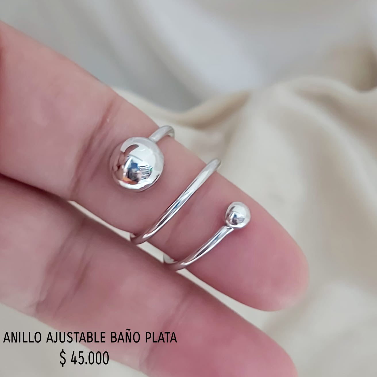 Anillo ajustable baño plata
