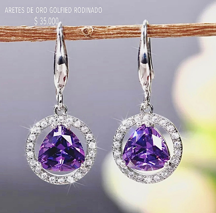Aretes de oro golfield rodinado