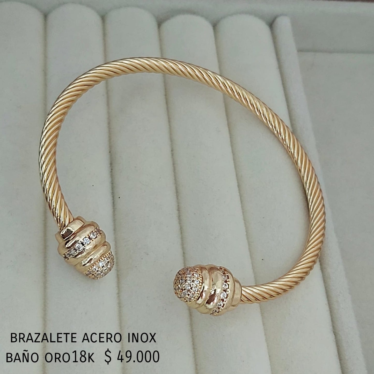 Brazalete acero inox baño oro18k