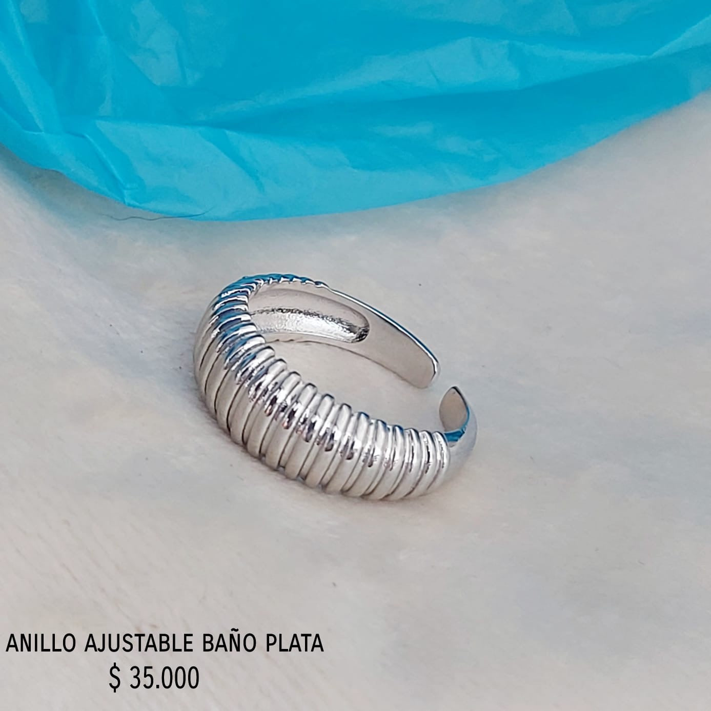 Anillo ajustable con baño plata925