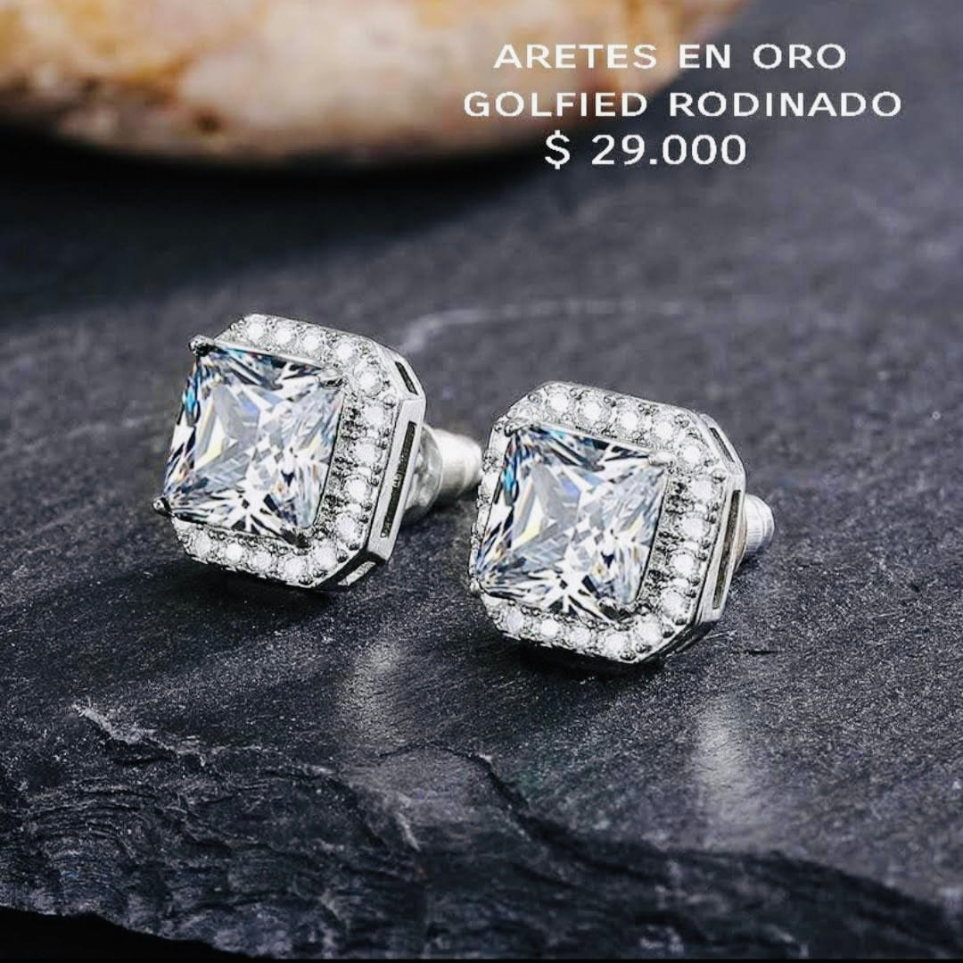Aretes de oro golfield rodinado