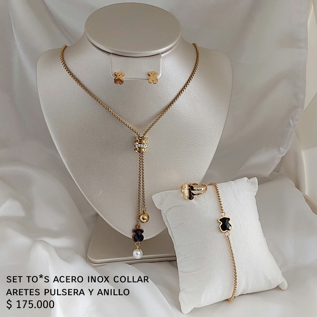 Set to*s acero inox collar aretes pulsera y anillo