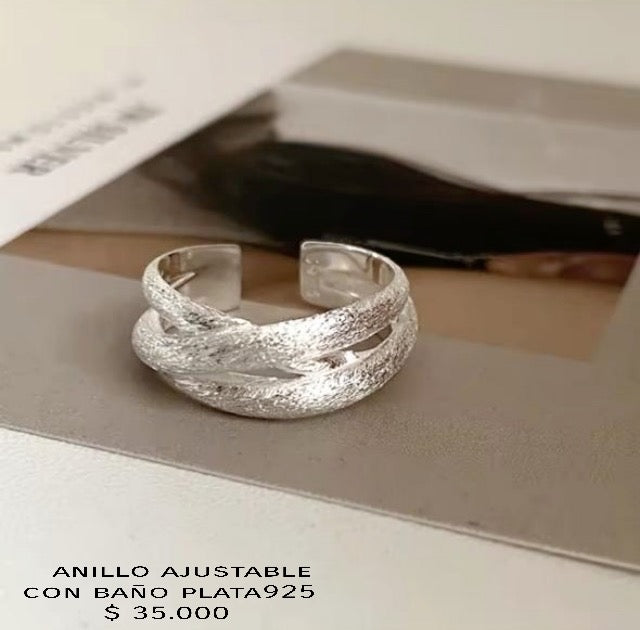 Anillo ajustable con baño plata925