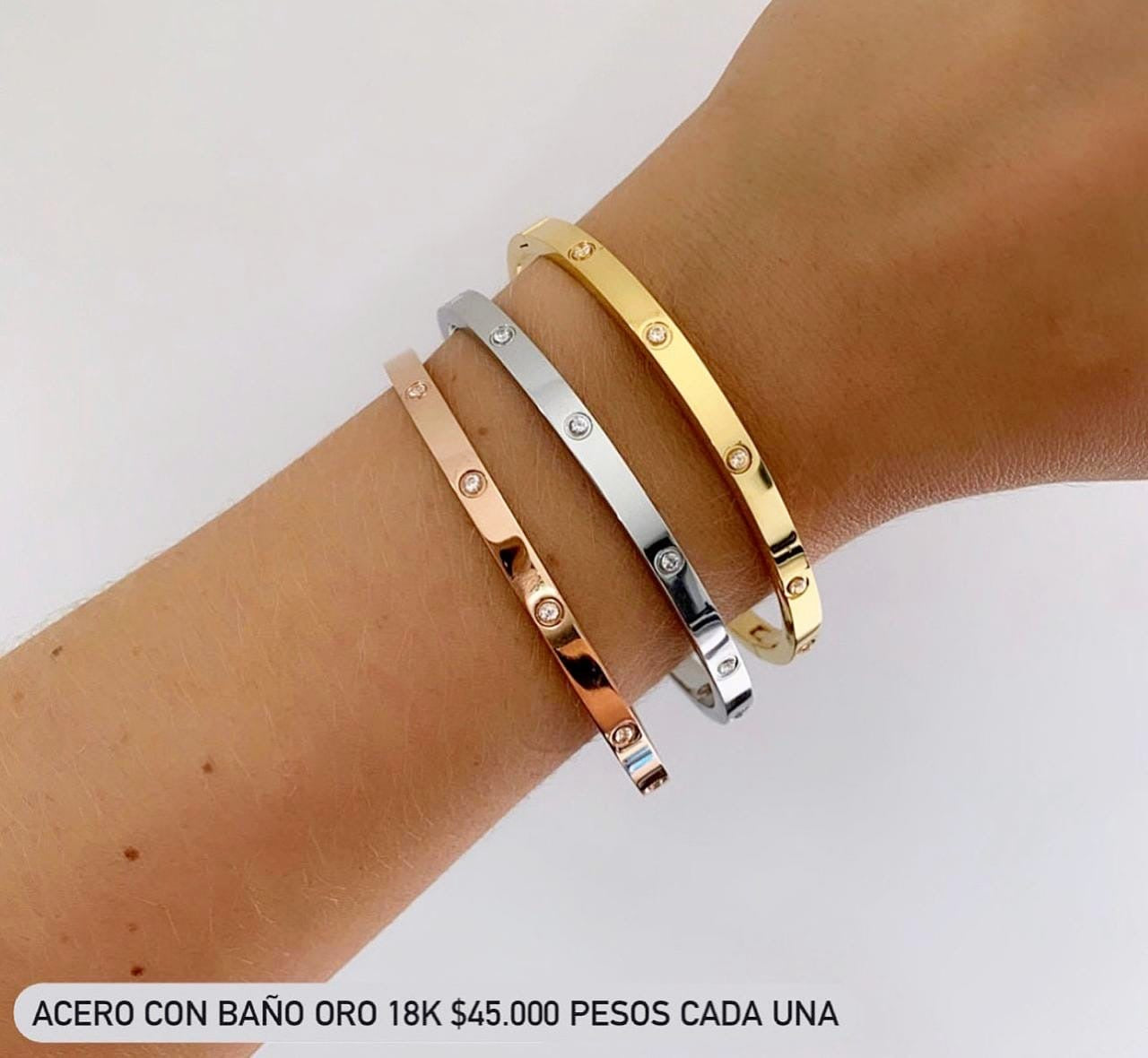 Brazalete acero inox rosa