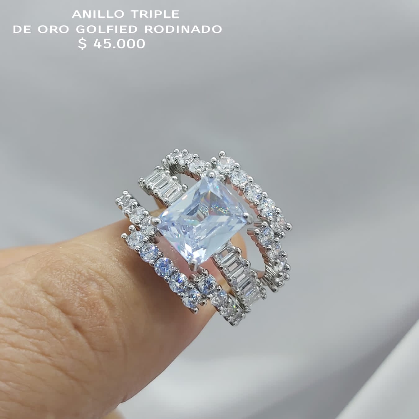Anillo triple de oro golfield rodinado