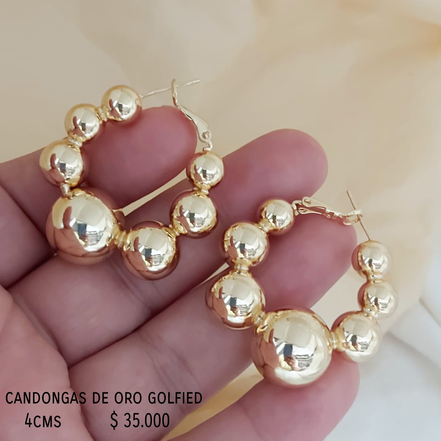 Candongas de oro golfield 4cms