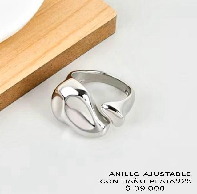 Anillo ajustable con baño plata925