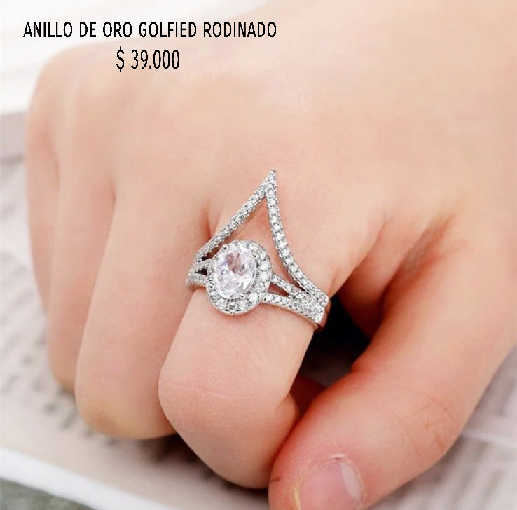 Anillo de oro golfield rodinado