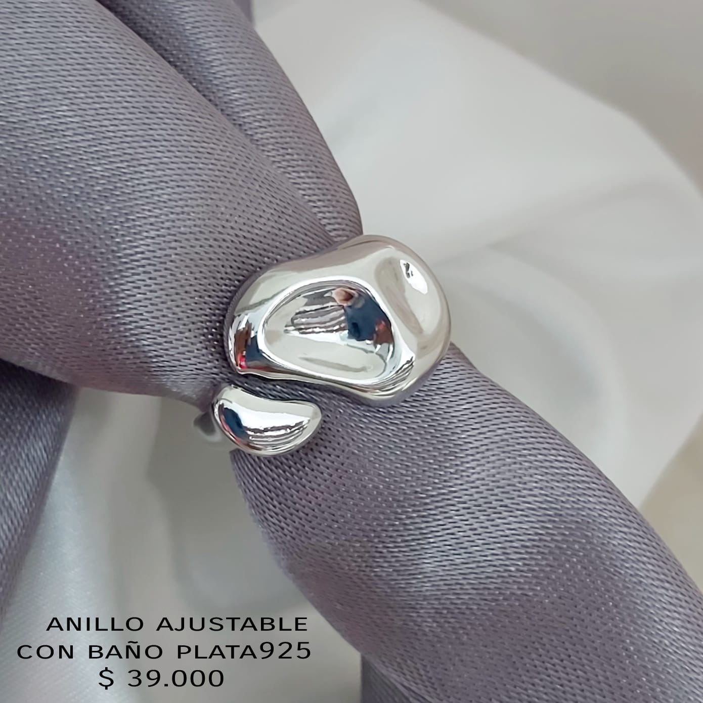 Anillo ajustable con baño plata925