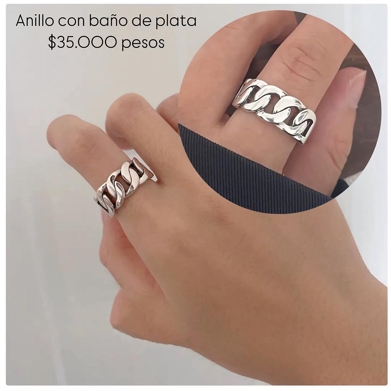 Anillo ajustable con baño plata925