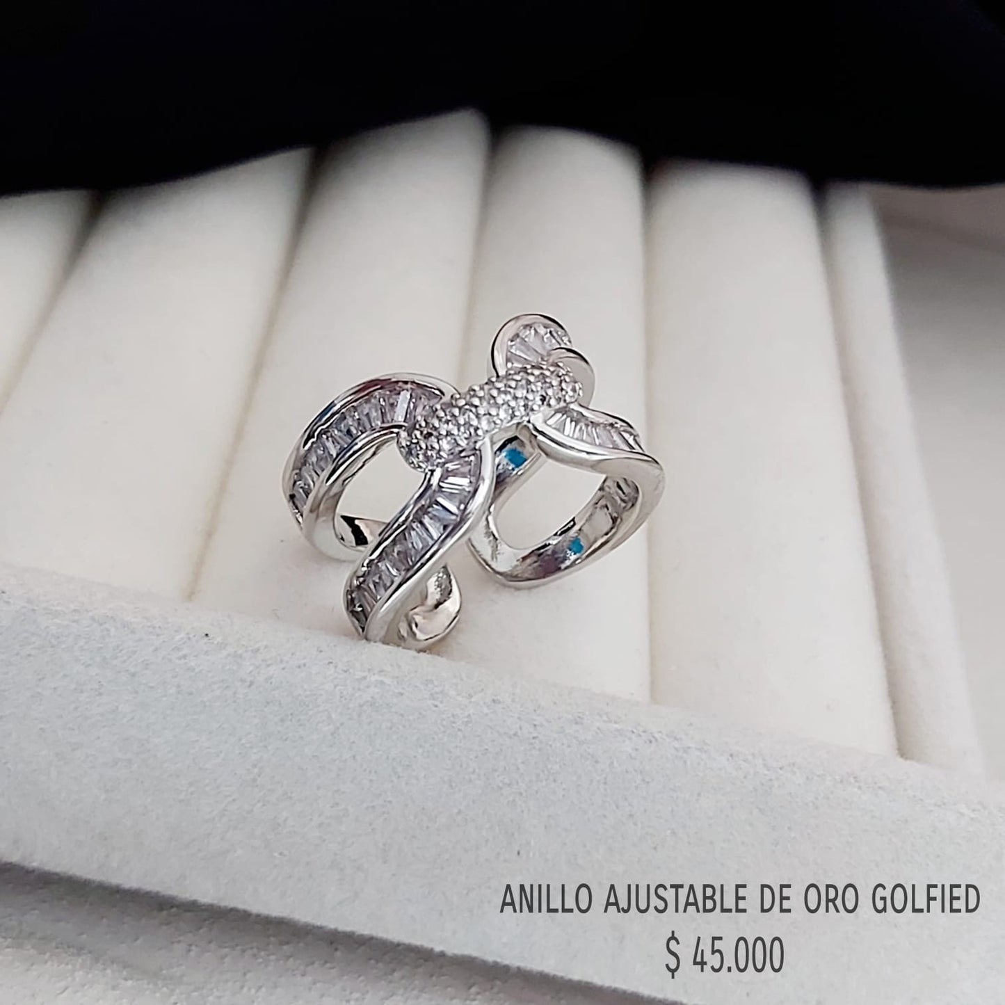 Anillo ajustable de oro golfield rodinado