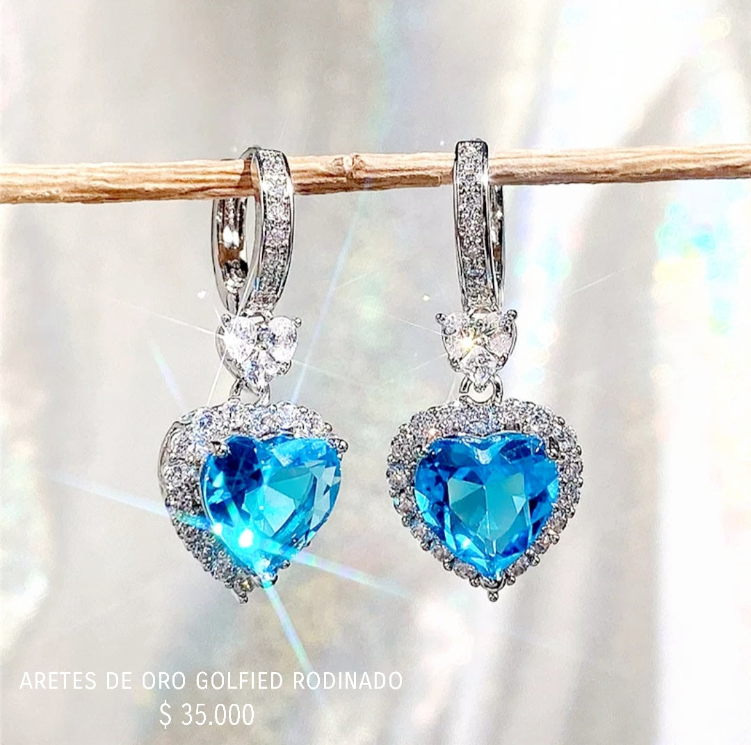 Aretes de oro golfield rodinado
