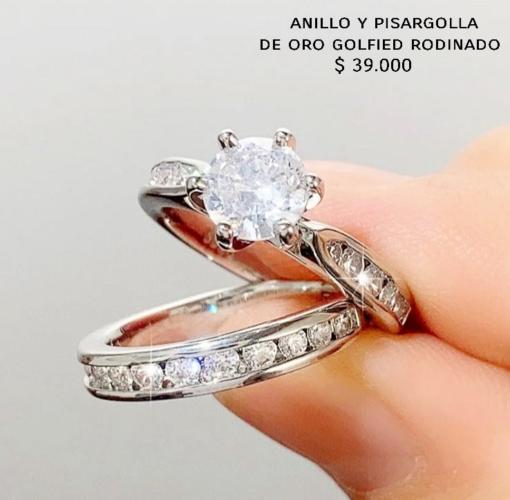 Anillo de oro golfield rodinado