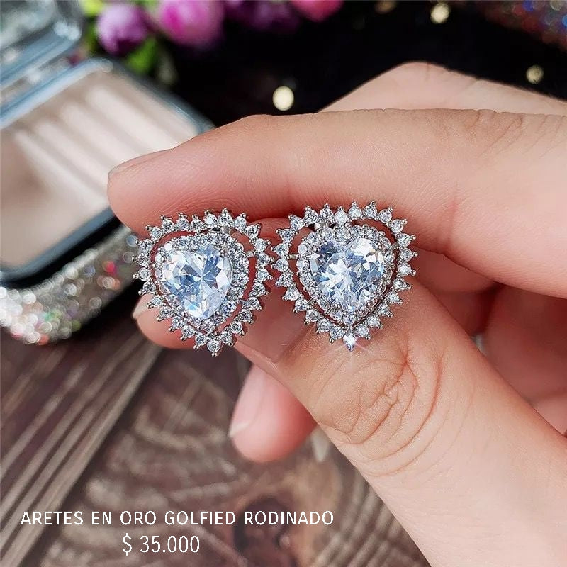 Aretes de oro golfield rodinado