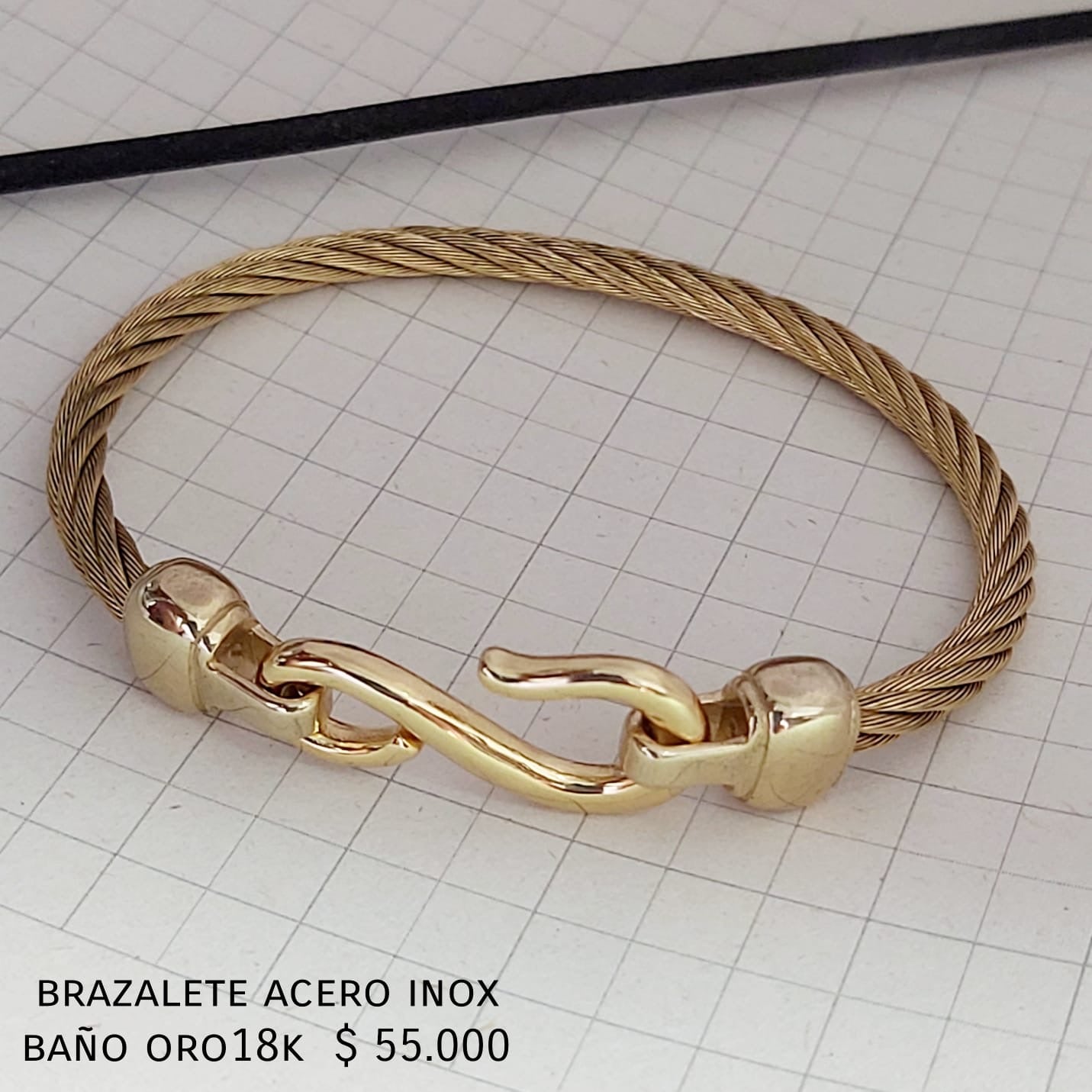 Brazalete acero inox baño oro18k