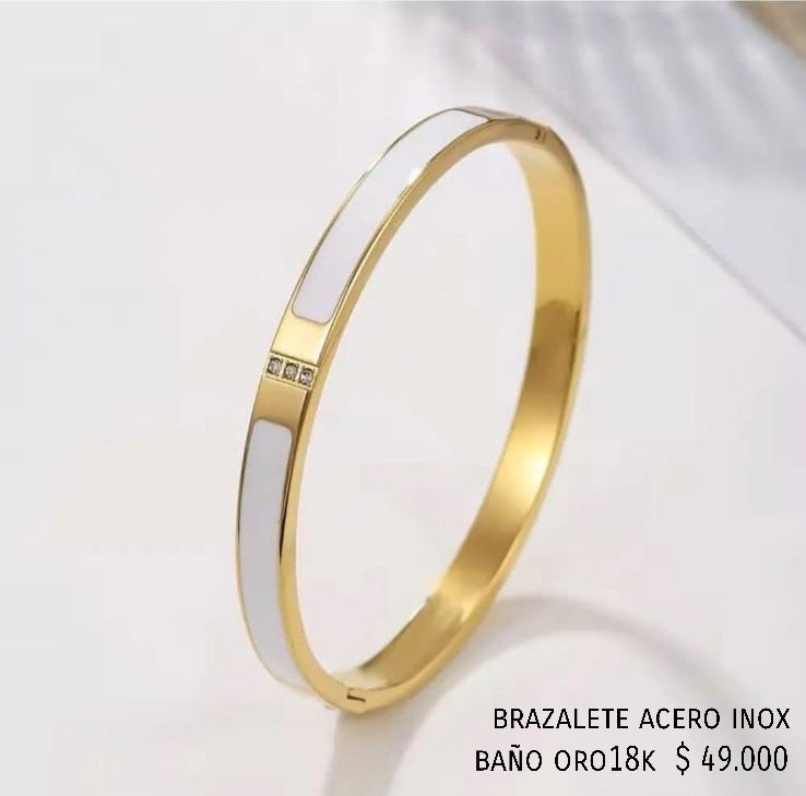 Brazalete acero inox baño oro18k