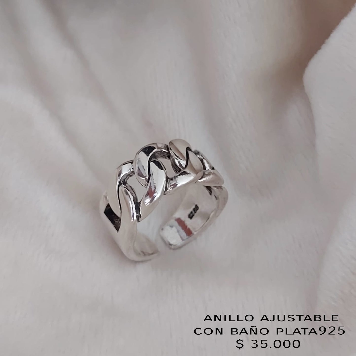 Anillo ajustable con baño plata925