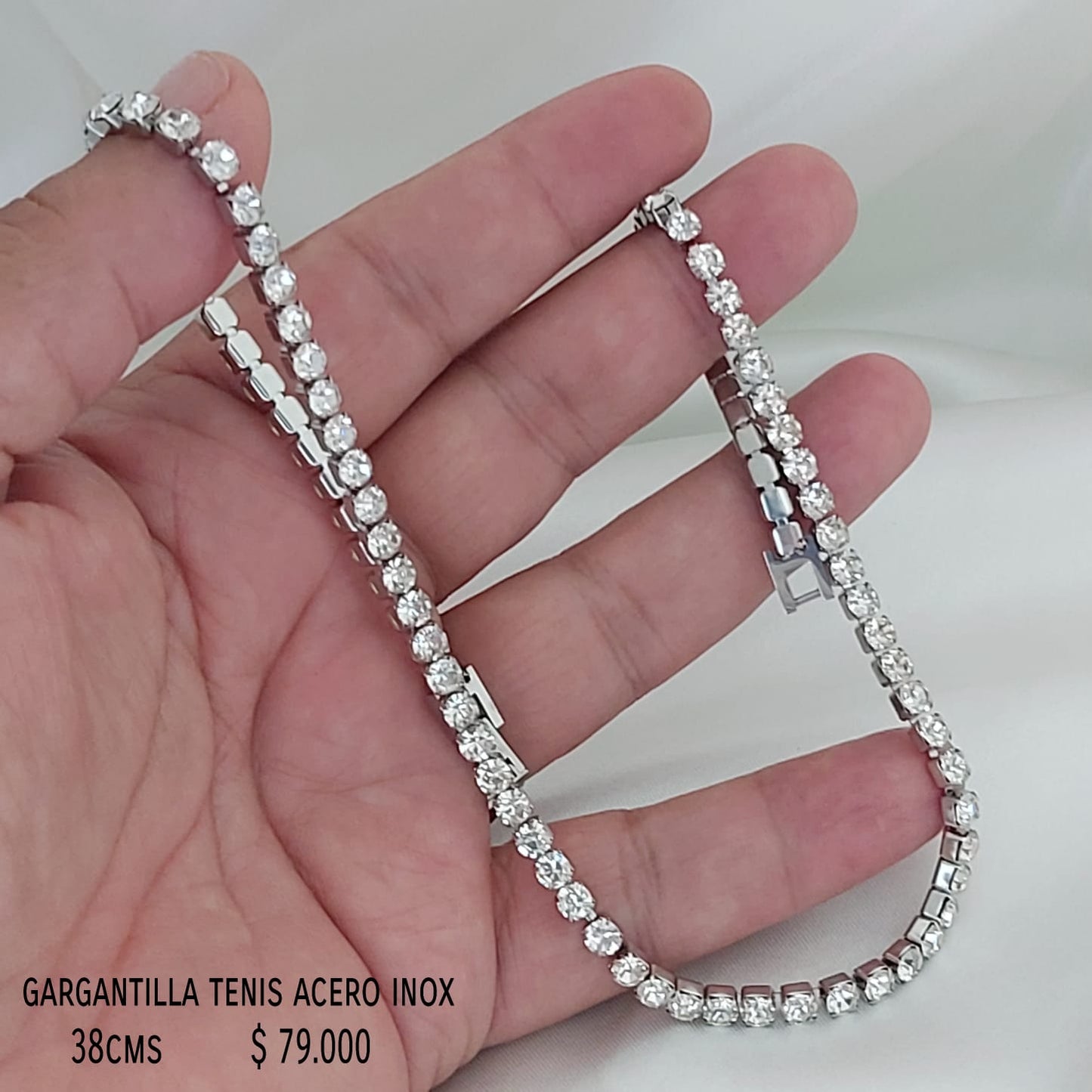 Gargantilla tenis acero inox plateada
