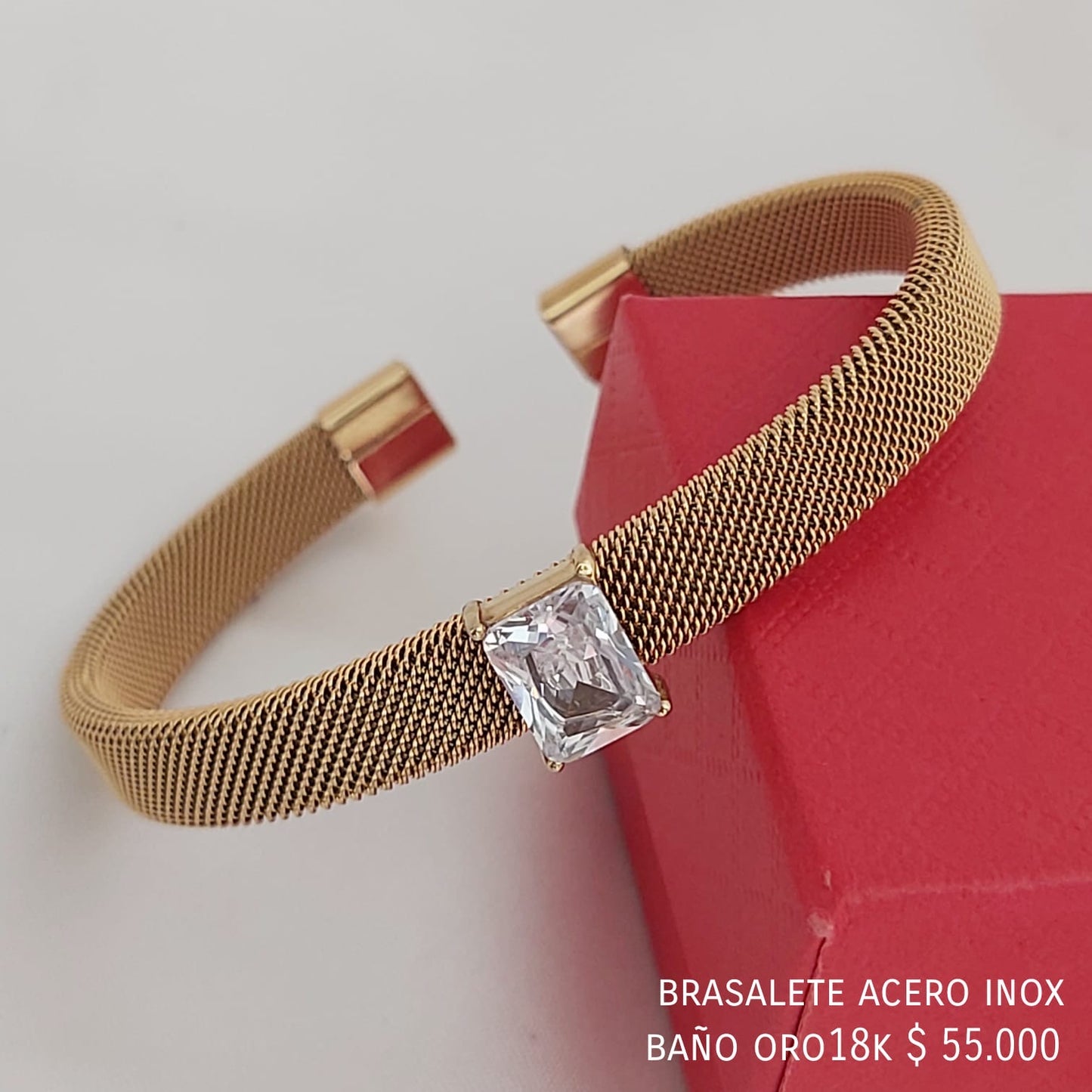 Brazalete acero inox baño oro18k
