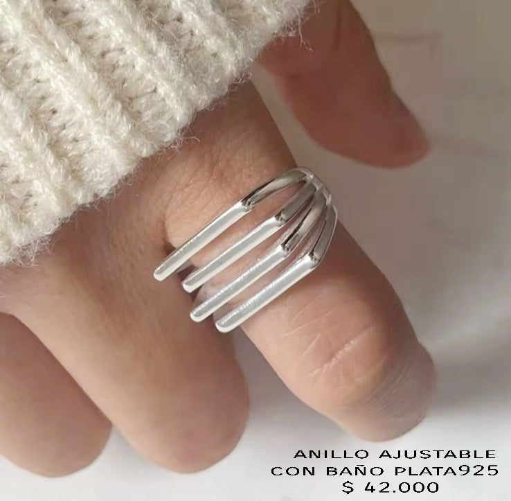 Anillo ajustable con baño plata925