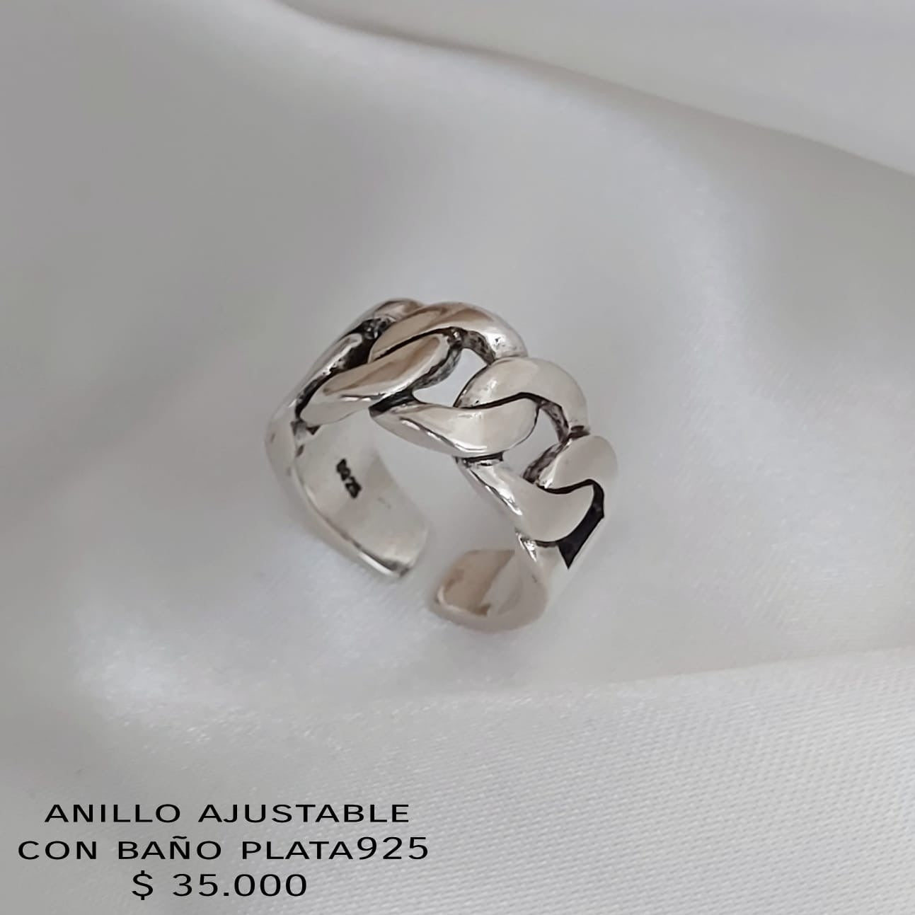 Anillo ajustable con baño plata925