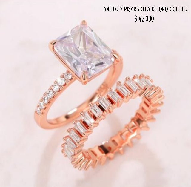 Anillo y pisargolla de oro golfield