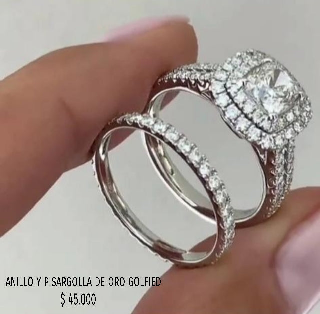 Anillo y pisargolla de oro golfield