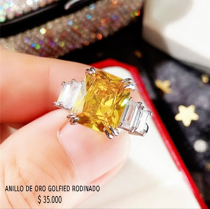 Anillo de oro golfield rodinado