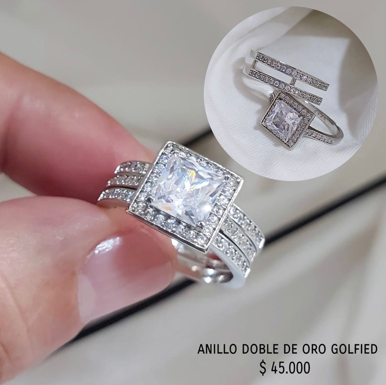Anillo de oro golfield rodinado