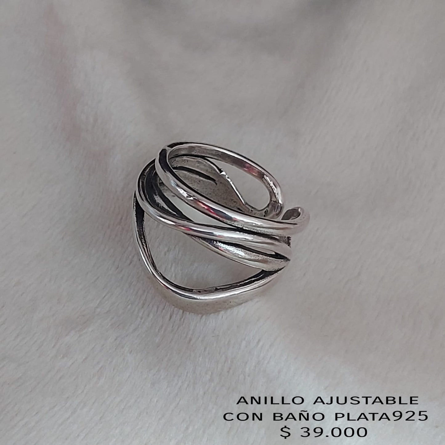 Anillo ajustable con baño plata925