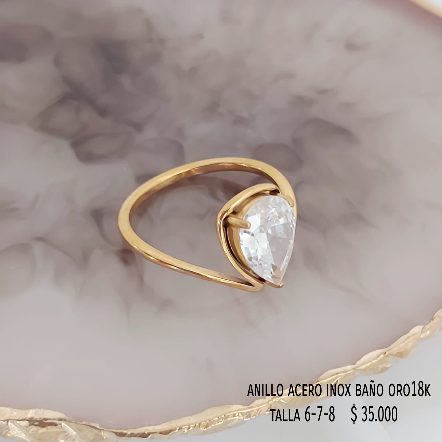 Anillo acero inox baño oro 18k