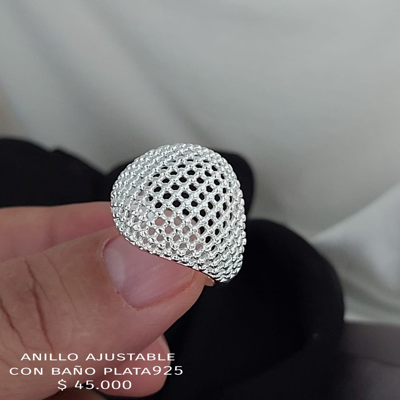 Anillo ajustable con baño plata925